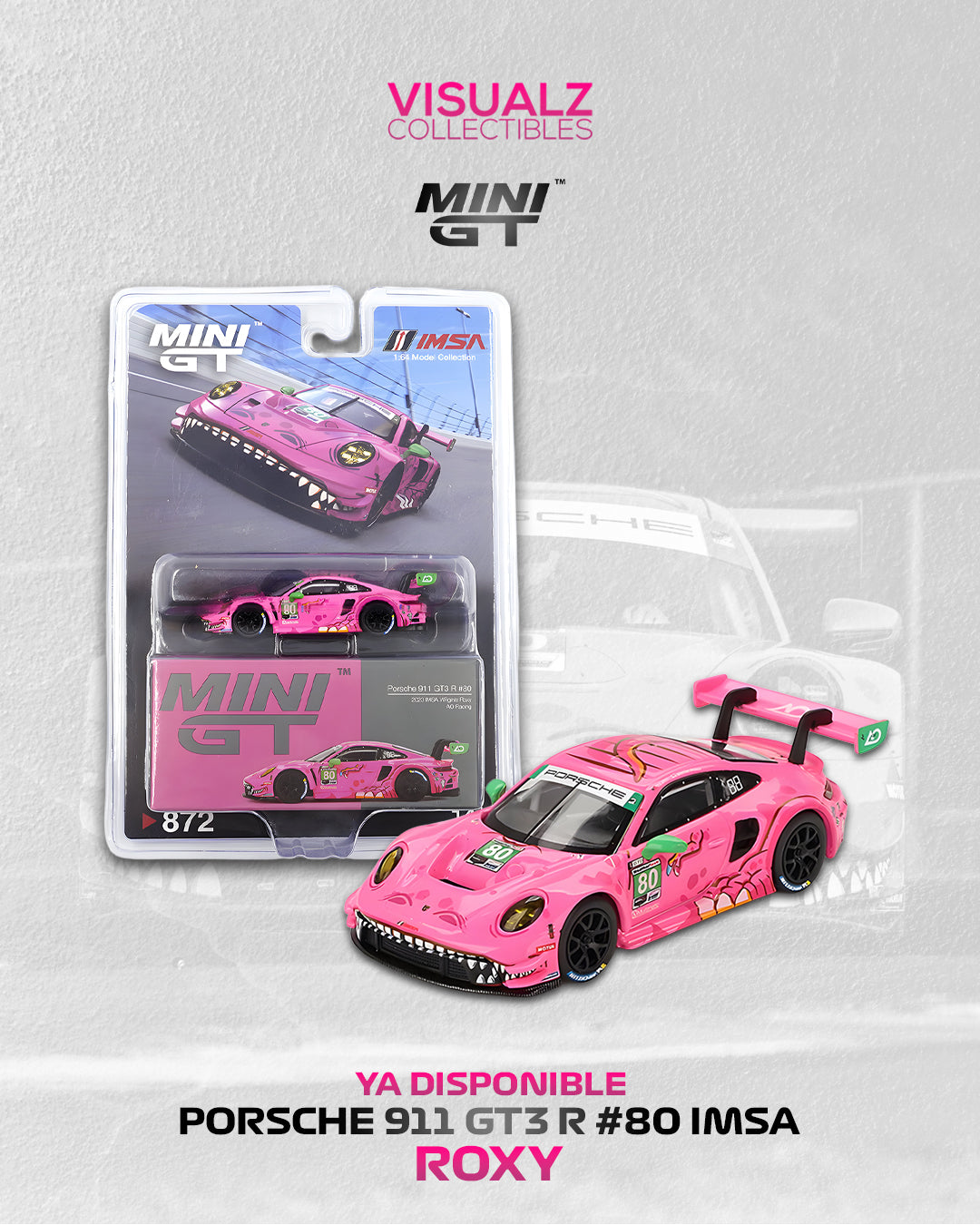 MiniGT 1:64 / Porsche 911 GT3 R #80 IMSA Roxy 1a Edición