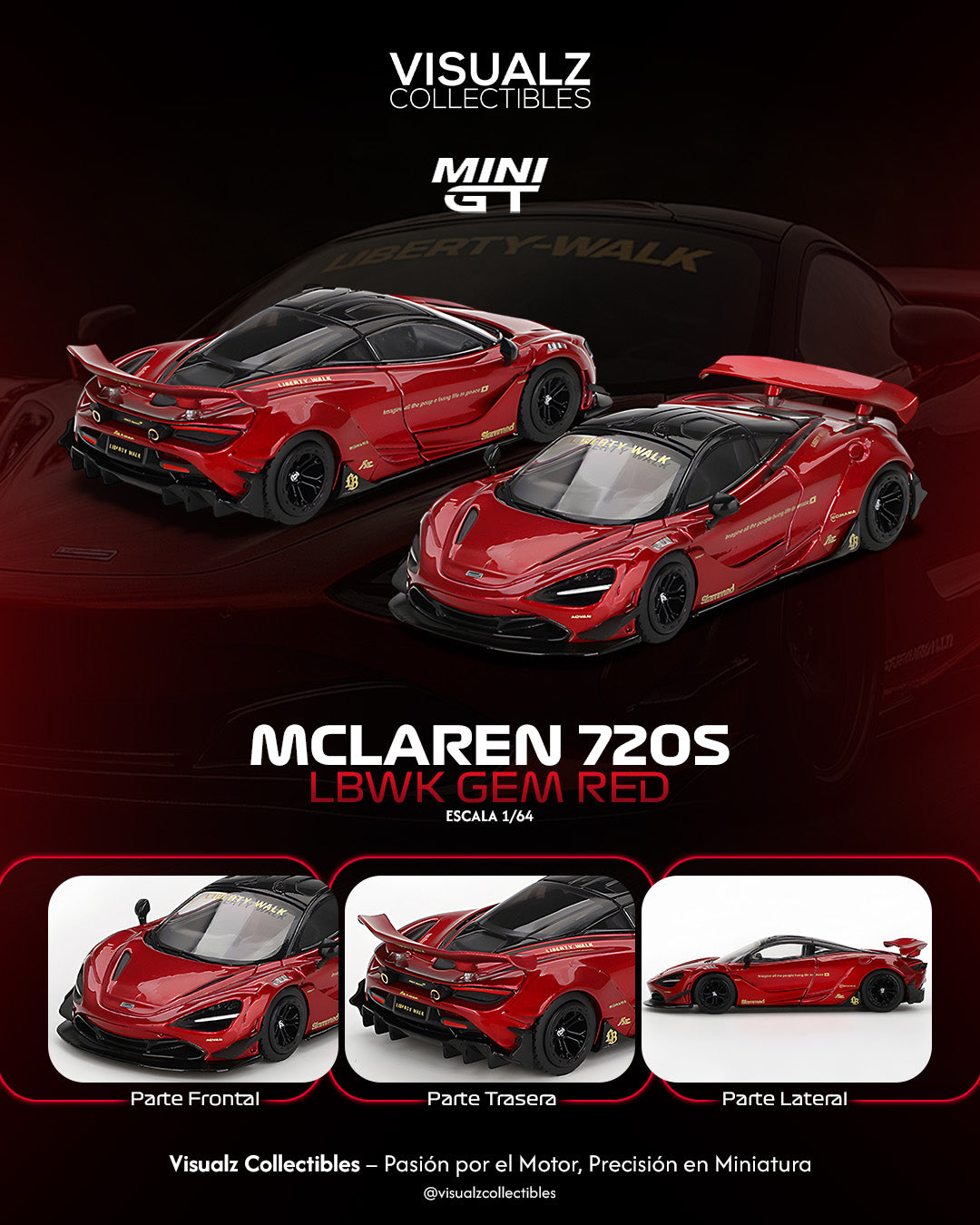 MiniGT 1:64 / McLaren 720S LBWK Gem Red