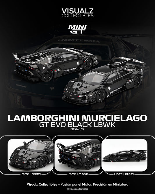MiniGT 1:64 / Lamborghini Murciélago GT EVO Black LBWK